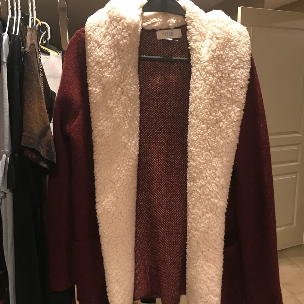NWT LAST ONE Peach Love Sherpa Cardigan! So - Picture 2 of 3